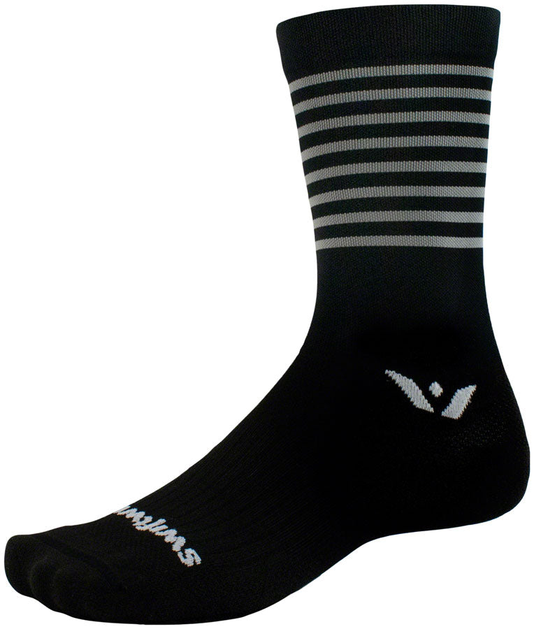 NEW Swiftwick Aspire Seven Stripe Socks - Gray, Small