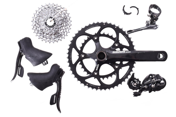 USED SRAM Apex 2x10 speed Road Groupset Shifters, Derailleurs, 11-32T