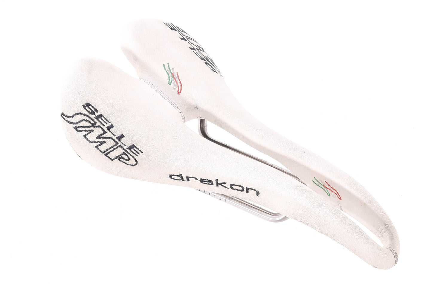 USED Selle SMP Drakon White Leather Cutout Saddle 135mm Width