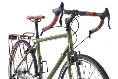 USED Novara Randonee Medium Touring Bike Reynolds 520 Steel Shimano 3x10 speed Green w/ Rack