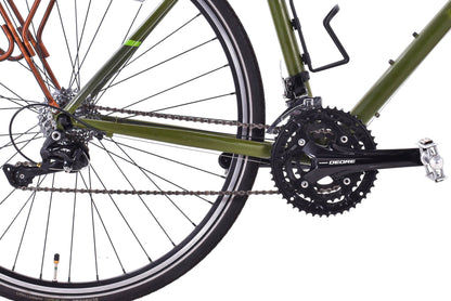 USED Novara Randonee Medium Touring Bike Reynolds 520 Steel Shimano 3x10 speed Green w/ Rack