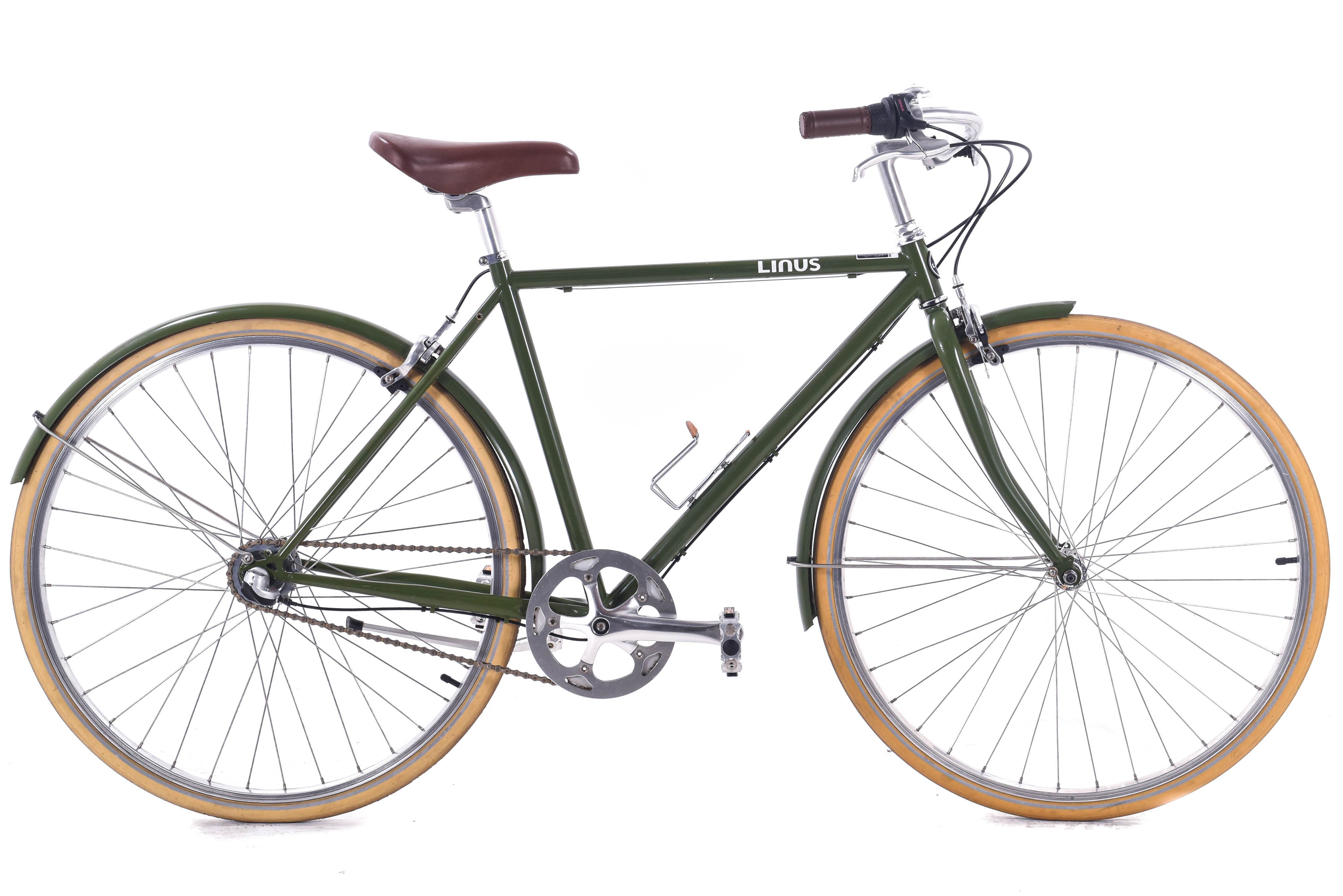 USED Linus Roadster 3i Large Cruiser Bike Green/Tan w/ Fenders