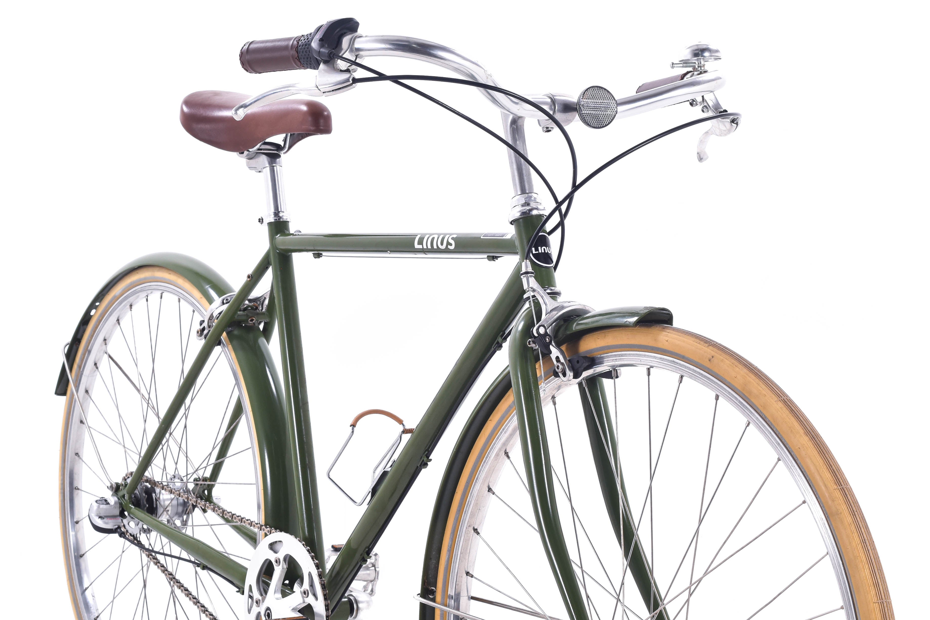 USED Linus Roadster 3i Large Cruiser Bike Green Tan w Fenders