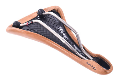 USED Selle Italia Milano Flite Racer Ti316 Brown Leather Saddle ID Match L1