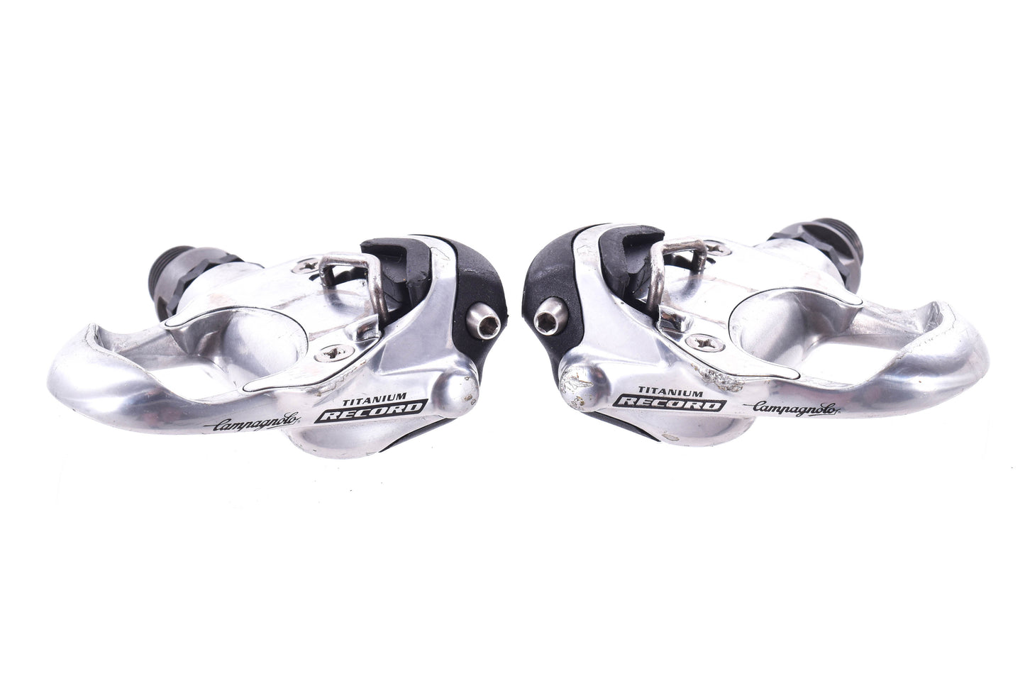 USED Campagnolo Titanium Record Clipless Pro Fit Pedal Set Silver