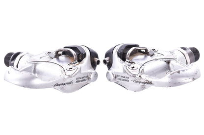 USED Campagnolo Titanium Record Clipless Pedal Set Silver w/ New Cleats