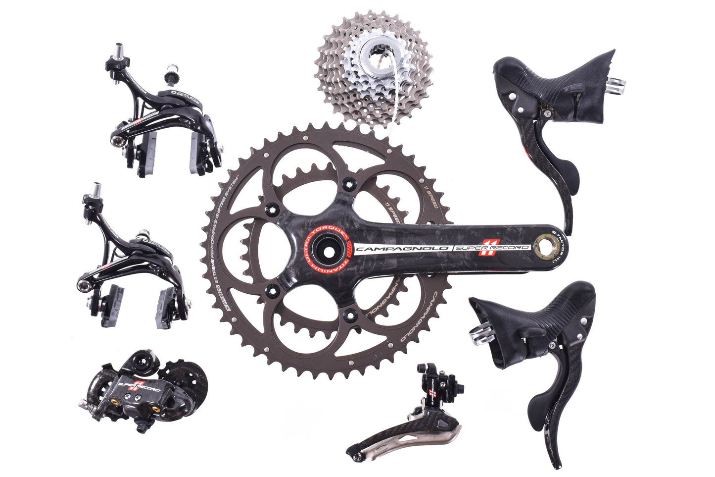 USED Campagnolo Super Record 2x11 speed Road Groupset Mechanical Rim Brake Carbon