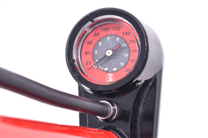 USED Silca Pista Floor Pump Red Wooden Handle w/ Pressure Gauge