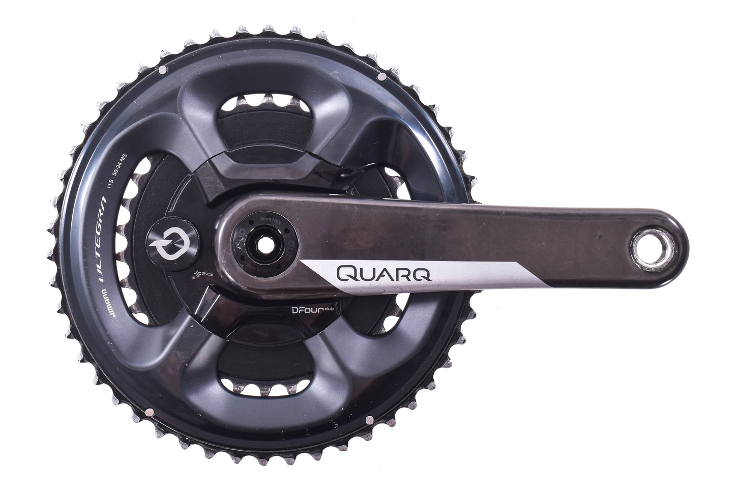 USED Quarq DFour DUB Power Meter Crankset 172.5mm SRAM AXS 50/34T Ultegra Rings