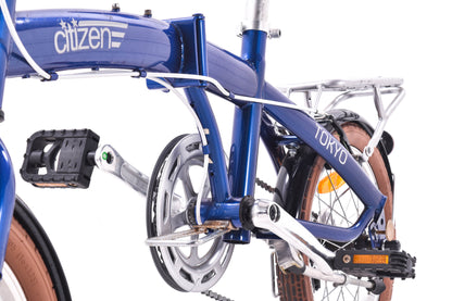 USED Citizen Tokyo Folding Bike 6 speed 16" Wheels Blue w/Rack and Fenders