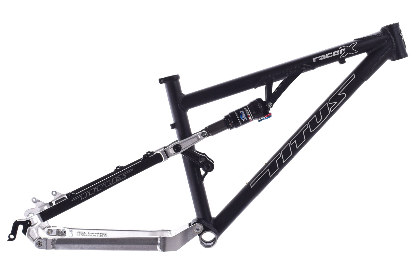 NEW 2008 Titus Racer X 100 XS frame Aluminum Carbon seat stays Fox RP3 26" wheels Made in USA