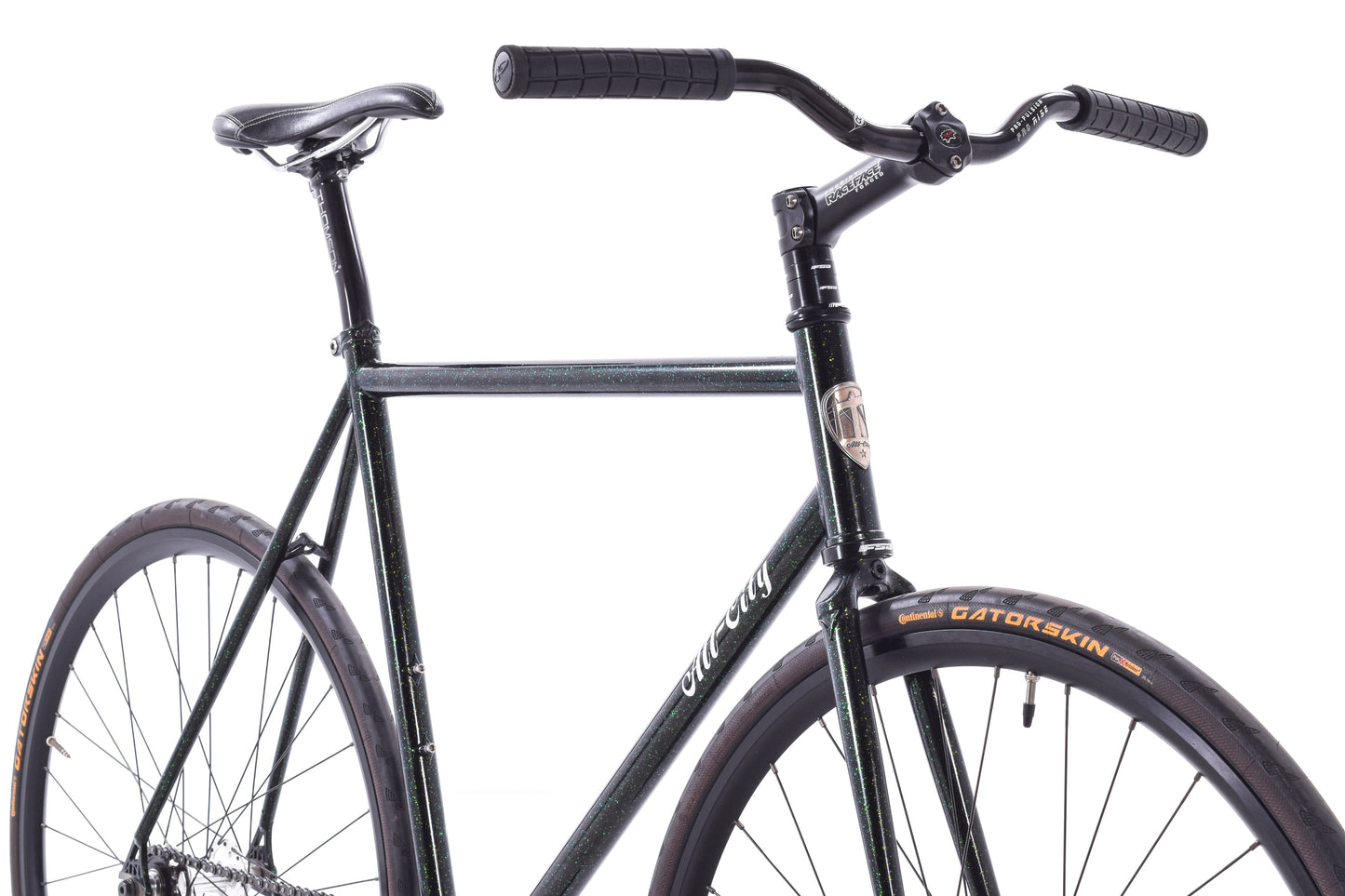 USED All-City Big Block Fixed Gear Track Bike 55cm H+Son Archetype Omnium Crank Black Green Sparkle