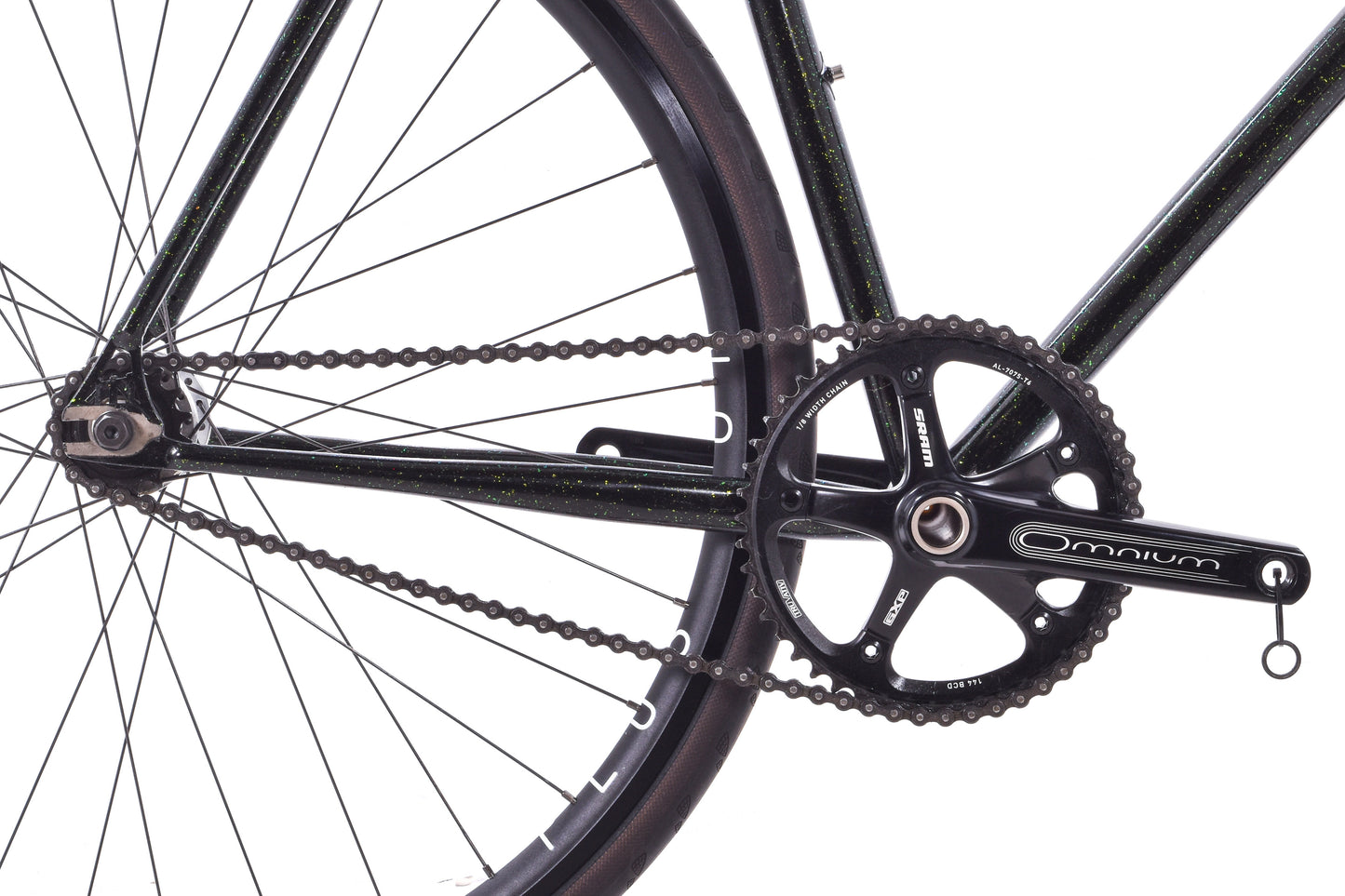 USED All-City Big Block Fixed Gear Track Bike 55cm H+Son Archetype Omnium Crank Black Green Sparkle