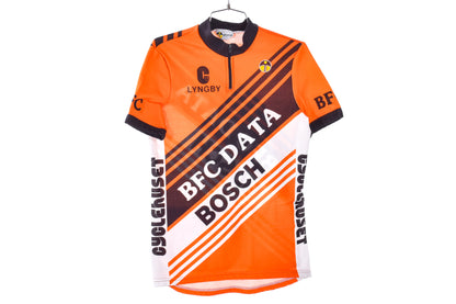 USED Vintage Lyngby Cycle Club Large Cycling Jersey Bosch BFC Data Cyclehuset Orange