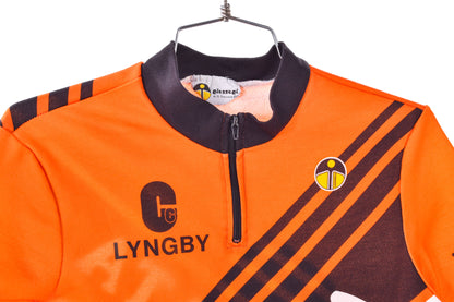 USED Vintage Lyngby Cycle Club Large Cycling Jersey Bosch BFC Data Cyclehuset Orange