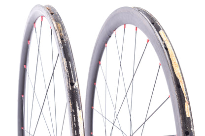 USED Tubular Road/CX Wheels Carbon Rim Brake Red Hubs Shimano/SRAM 11-Speed