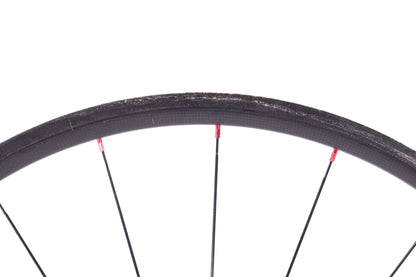 USED Tubular Road/CX Wheels Carbon Rim Brake Red Hubs Shimano/SRAM 11-Speed