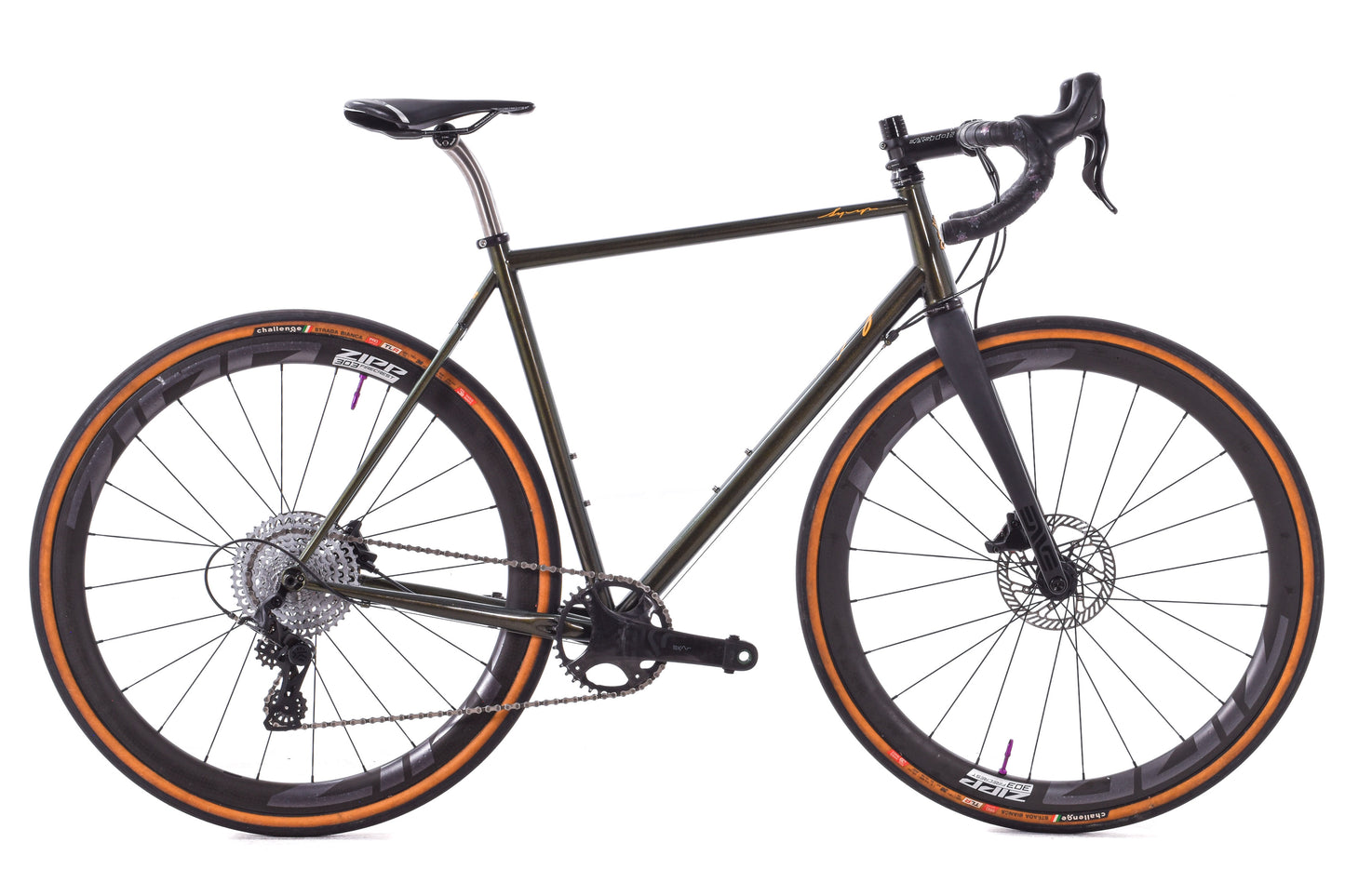 USED Custom Sycip Steel Gravel All-Road Bike 56cm Campagnolo Ekar 1x13 speed ENVE Fork Zipp 303 Wheels Green Sparkle