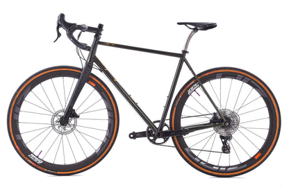USED Custom Sycip Steel Gravel All-Road Bike 56cm Campagnolo Ekar 1x13 speed ENVE Fork Zipp 303 Wheels Green Sparkle