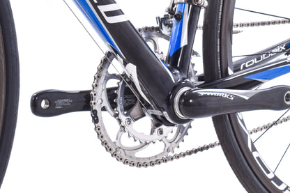USED 2007 Specialized S-Works Roubaix 54cm Road Bike SRAM Force 2x10 speed Carbon Roval Wheels Blue
