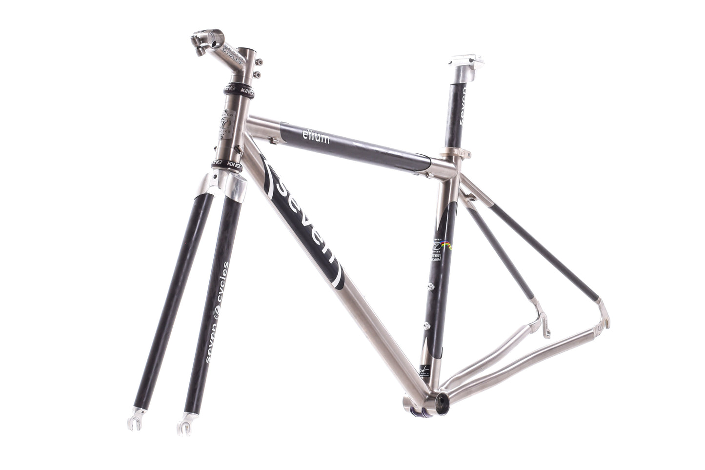 USED Mid 2000's Seven Elium Carbon/Titanium X-Small Road Bike Frame Rim Brake Quick Release