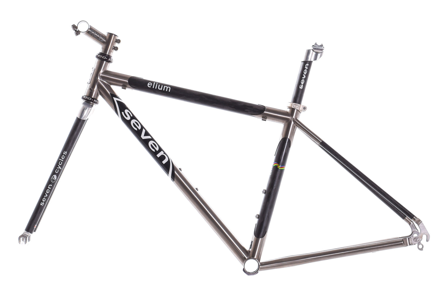 USED Mid 2000's Seven Elium Carbon/Titanium X-Small Road Bike Frame Rim Brake Quick Release