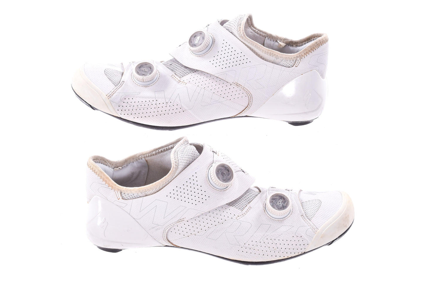 USED Specialized S-Works Ares Road Cycling Shoes 44.5 EU 11 US Dual Boa White