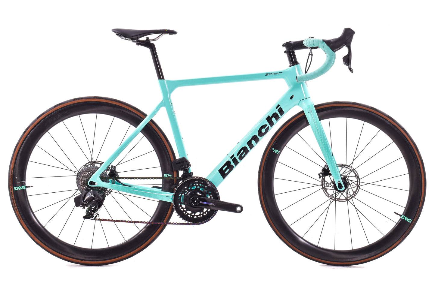 USED 2022 Bianchi Sprint 55cm Road Bike SRAM Force/Rival AXS 2x12 ENVE Carbon Wheels Celeste