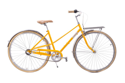 USED Creme Cycles Caferacer Lady Uno Small/Med Mixte Urban Cruiser 3 speed Bike Yellow