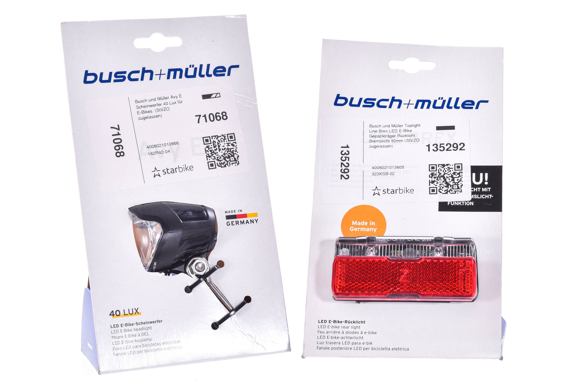 fahrradhelm busch NEW Busch + Muller e-Bike Headlight/Taillight set 40 Lux w/ Toplight Line Brex LED 50mm