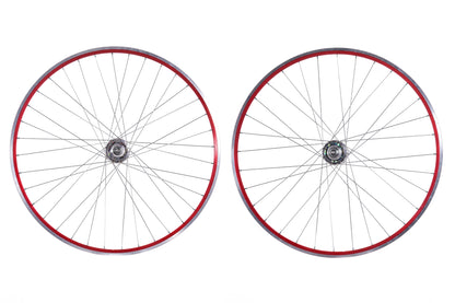 USED Bikesmiths 700C Track Wheelset w/ Suzue Pro Max Bolt On Hubs Red/Silver Fixed/Free