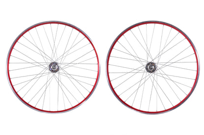 USED Bikesmiths 700C Track Wheelset w/ Suzue Pro Max Bolt On Hubs Red/Silver Fixed/Free