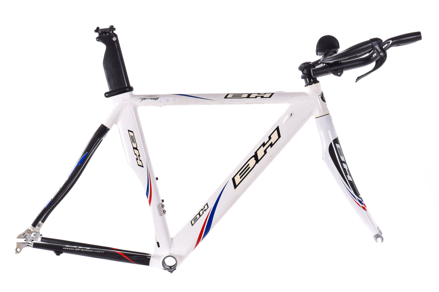 USED BH Aluminum/Carbon Medium Time Trial / Triathlon Frame w/ Cockpit Rim Brake White