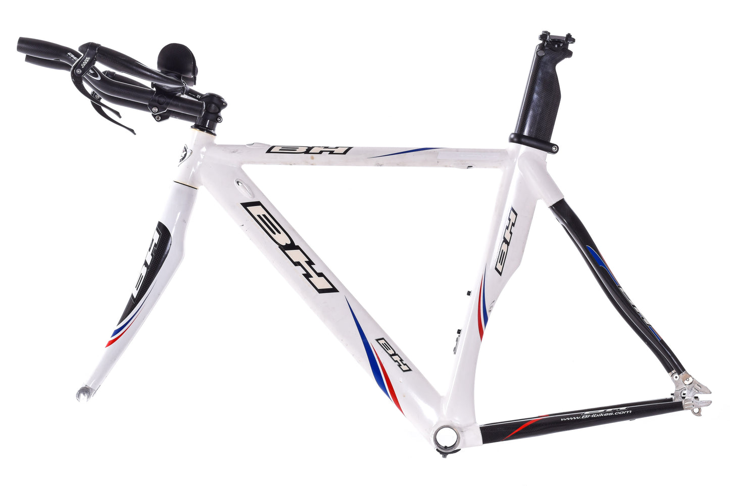 USED BH Aluminum/Carbon Medium Time Trial / Triathlon Frame w/ Cockpit Rim Brake White
