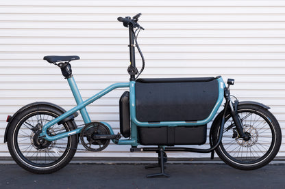 NEW* Riese & Muller Carrie Vario Front Loader e-Cargo Bike, Aqua, Child Seat, Rain Cover- Floor Model