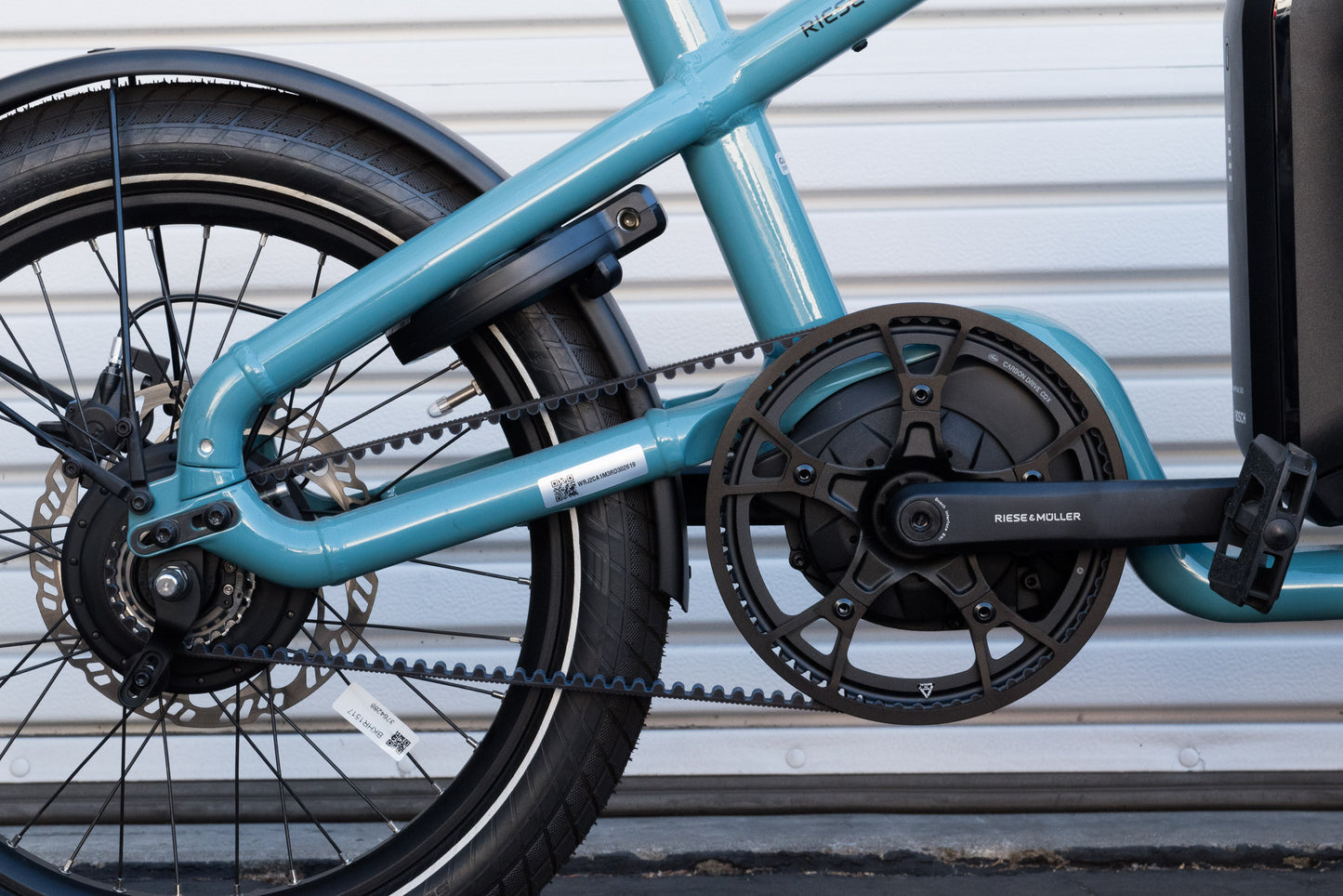 NEW* Riese & Muller Carrie Vario Front Loader e-Cargo Bike, Aqua, Child Seat, Rain Cover- Floor Model