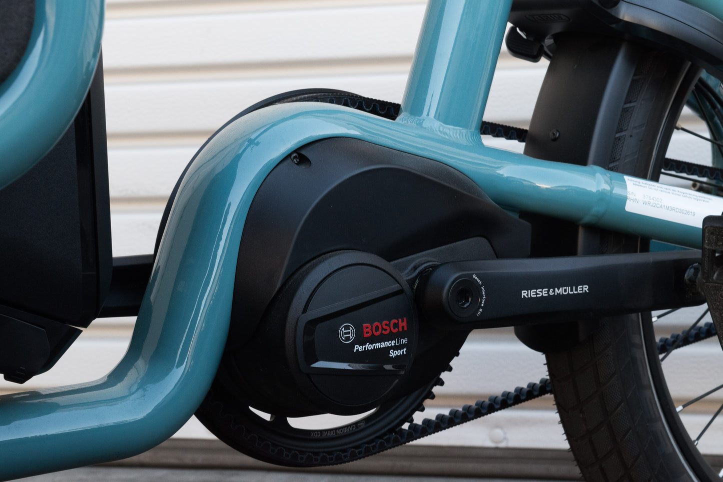 NEW* Riese & Muller Carrie Vario Front Loader e-Cargo Bike, Aqua, Child Seat, Rain Cover- Floor Model