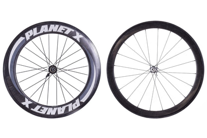 USED Planet X / Neuvation 700C Carbon Tubular Wheelset Rim Brake Shimano 8/9/10 Speed Quick Release