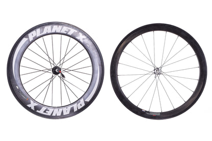 USED Planet X / Neuvation 700C Carbon Tubular Wheelset Rim Brake Shimano 8/9/10 Speed Quick Release