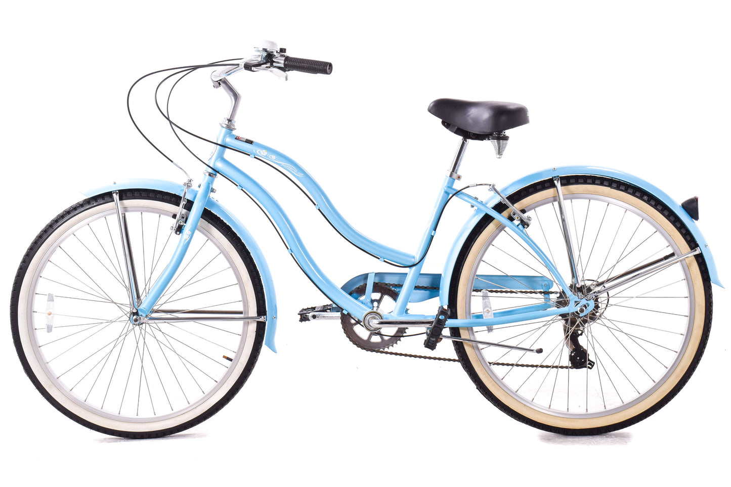 USED Micargi Pantera 7 Speed Step Thru Beach Cruiser Baby Blue w/ Fenders