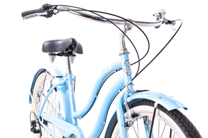 USED Micargi Pantera 7 Speed Step Thru Beach Cruiser Baby Blue w/ Fenders
