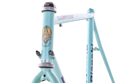 USED Vintage 90's Bianchi Campione del Mondo 57cm Chromo Lite Steel Road Bike Frameset Mega Pro Dedacciai Tube set Celeste made in Italy