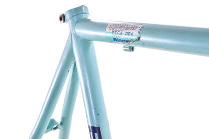 USED Vintage 90's Bianchi Campione del Mondo 57cm Chromo Lite Steel Road Bike Frameset Mega Pro Dedacciai Tube set Celeste made in Italy