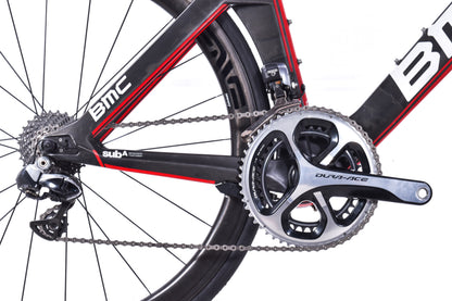USED 2013 BMC TimeMachine TM01 Small Carbon Time Trial Bike Shimano Dura-Ace Di2 2x11 speed Black/Red ENVE / DT Swiss Carbon Wheels