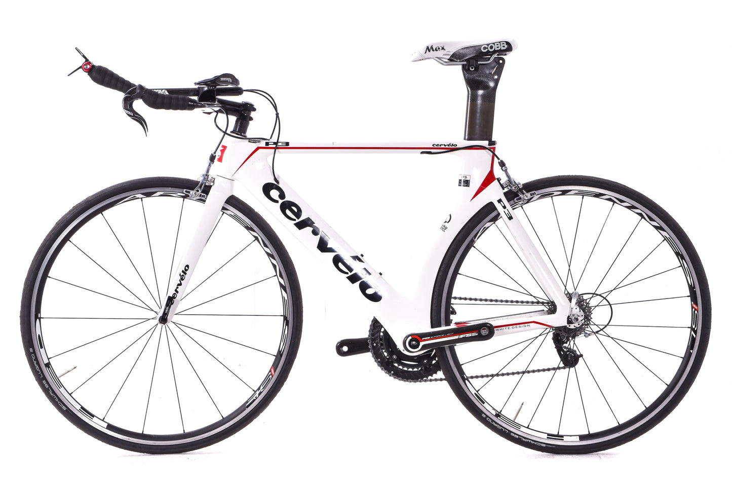 USED Cervelo P3 54cm Carbon Time Trial Bike SRAM Red 2x10 speed White