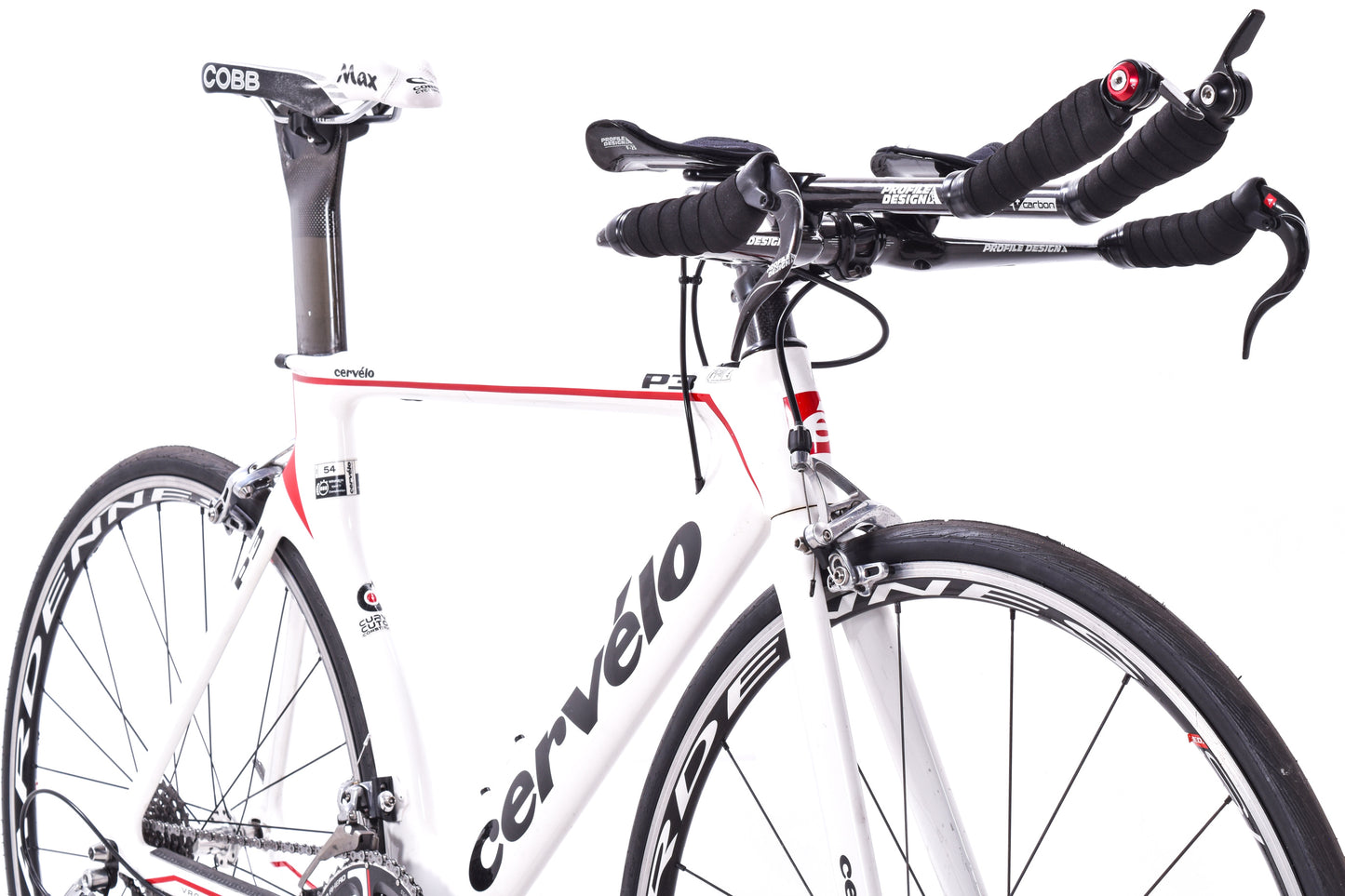 USED Cervelo P3 54cm Carbon Time Trial Bike SRAM Red 2x10 speed White