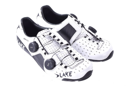 USED Lake CX403 Custom Fit Carbon Road Cycling Shoes Womens EU 38.5 US 7.75 White Dual Boa