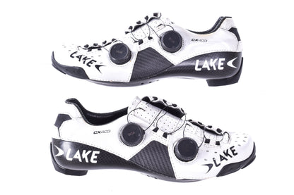 USED Lake CX403 Custom Fit Carbon Road Cycling Shoes Womens EU 38.5 US 7.75 White Dual Boa