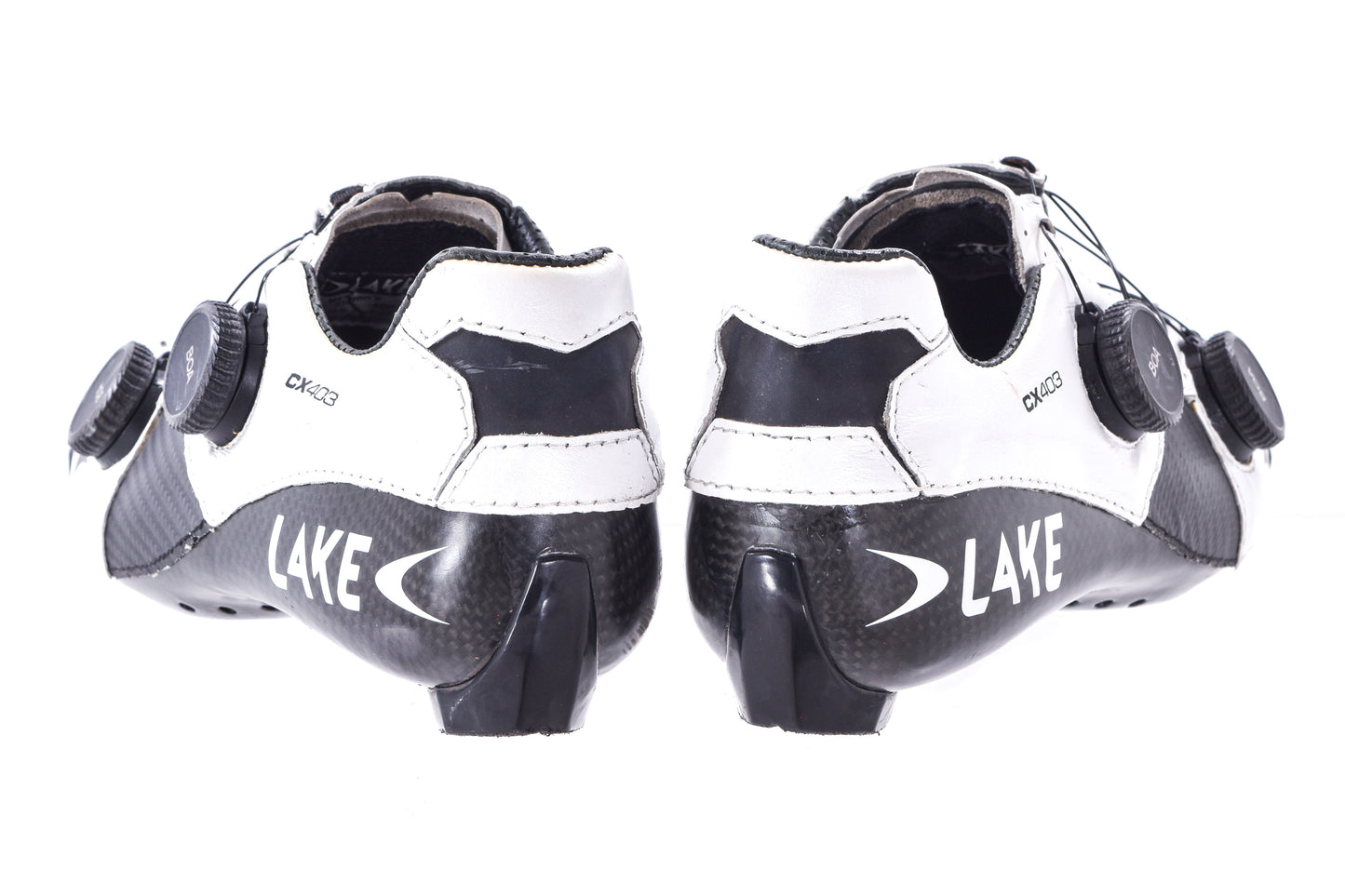 USED Lake CX403 Custom Fit Carbon Road Cycling Shoes Womens EU 38.5 US 7.75 White Dual Boa