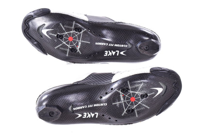 USED Lake CX403 Custom Fit Carbon Road Cycling Shoes Womens EU 38.5 US 7.75 White Dual Boa